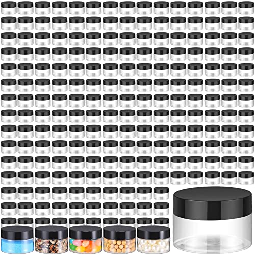 150 Pieces Plastic Container Jars with Lids Round Clear Cosmetic Jars Empty Clear Plastic Jars for Lotion, Cream, Ointments, Makeup, Eye Shadow, Rhinestone, Samples, Pot, Travel Storage (1 oz)