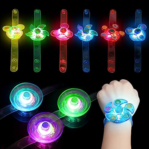 12 Pack Fidget Light up Bracelet Toys, Fidget Toys Party Favors for Kids, Glow in The Dark LED Neon Birthday Party Supplies, Loot Gags Fillers for Kids Halloween Party Favors Christmas Kids Gifts