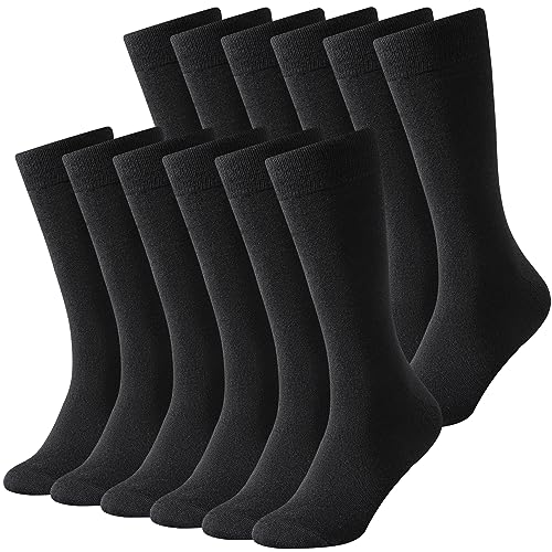 BONANGEL Men's Merino Wool Dress Socks, Summer Casual Wool Socks,Lightweight,Breathable, Sweat-Wicking,Black & Argyle,Gifts (6 -Black)