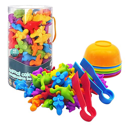 ABCaptain Counting Dinosaurs Toy Matching Sorting Game, Color Classification and Sensory Training Educational Learning Toys Set Gift for Toddlers