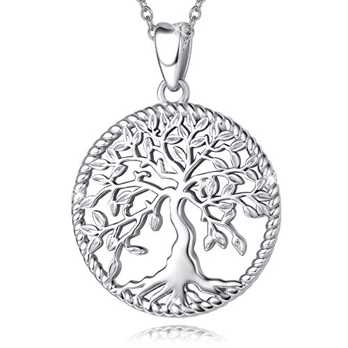 AGVANA 925 Sterling Silver Tree of Life Pendant Necklace for Women Delicate Jewelry Family Tree Necklace Anniversary Birthday Gifts for Women Girls Wife Mom Grandma with Velvet Bag