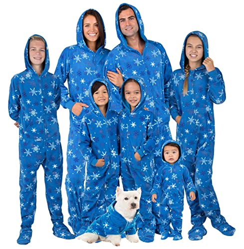 Footed Pajamas - Family Matching Snow Blizzard Day Hoodie Onesie for Boys, Girls, Men, Women and Pets - Kids - XSmall (Fits 3'10-4'1')