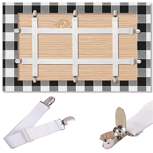 Table Cloth Holder Clips Hidden Strap 5 Pack, Adjustable Elasticity Picnic Tablecloth Clip Indoor Outdoor Large Clamp for Thick Tables Bench Cover Party Restaurant Camping RV Essential Accessories