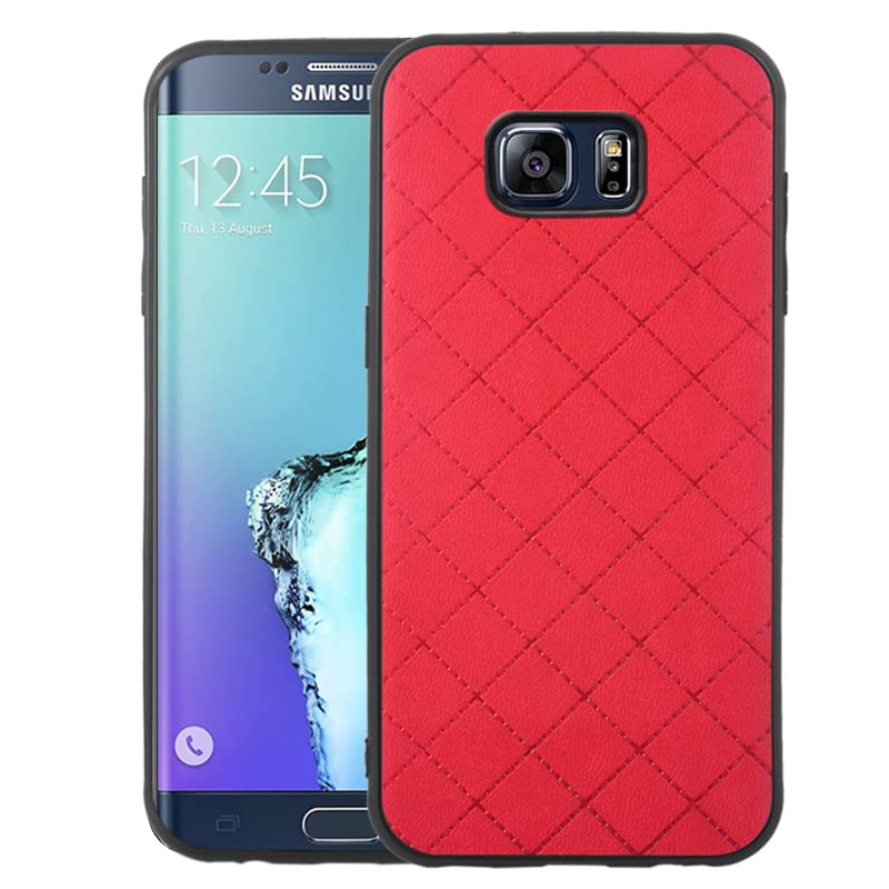 ELISORLI Compatible with Samsung Galaxy S6 Edge Plus Case Rugged Thin Slim Cell Accessories Anti-Slip Fit Rubber TPU Mobile Phone Full Body Cover for Glaxay S6edge + S 6edge 6s 6 Edge+ Women Men Red