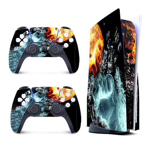 NowSkins Mix of Ice and Fire PS5 Skin for Playstation 5, Premium 3M Vinyl Cover Skins Wraps Set for Playstation 5 Disc Edition and PS5 Controller (PS5 Disc Edition)