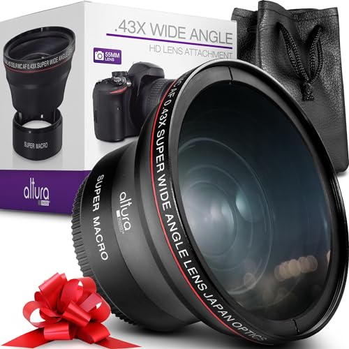 55MM 0.43x Altura Photo Professional HD Wide Angle Lens (w/Macro Portion) for Nikon D3400, D3500, D5500, D5600 with DX NIKKOR 18-55mm f/3.5-5.6G VR and Sony Alpha Cameras