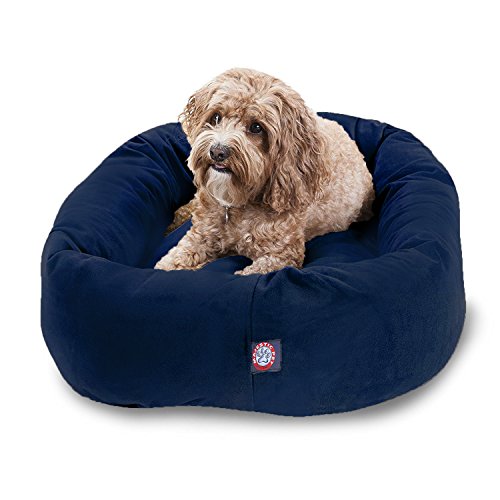 Majestic Pet 32 Inch Suede Calming Dog Bed Washable – Cozy Soft Round Dog Bed with Spine Support for Dogs to Rest their Head - Fluffy Donut Dog Bed 32x23x7 (Inch) - Round Pet Bed Medium – Rust