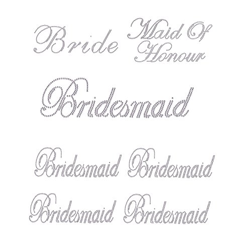 Lot of 7 Rhinestone Wedding Iron on Transfer (1 Bride) (1 Maid of Honor) (5 Bridesmaid)