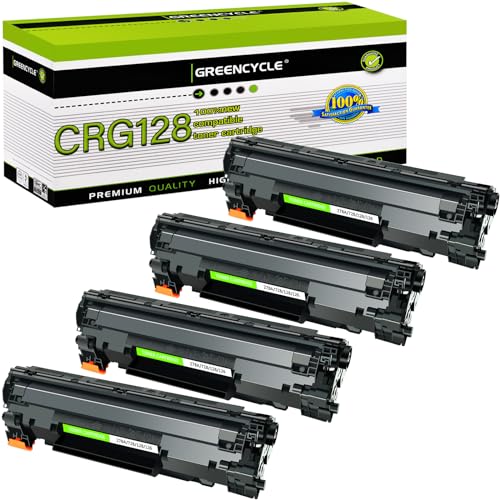 greencycle Compatible Toner Cartridge Replacement for Canon 128 CRG128 Work with ImageCLASS D530 D550 MF4770N MF4890DW MF4880DW LBP6230DW MF4450 MF4570DN Faxphone L100 L190 Printer (Black, 4-Pack)