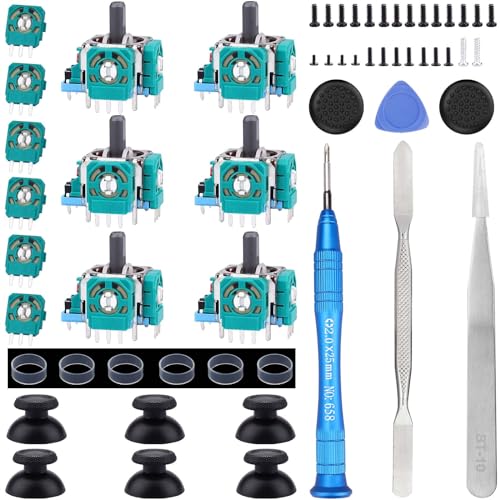 IKPEK 6pcs Analog 3D Joysticks Replacement for PS5 Controller, Joysticks Part with Repair Screwdriver Kit for Playstation 5 DualSense Controller