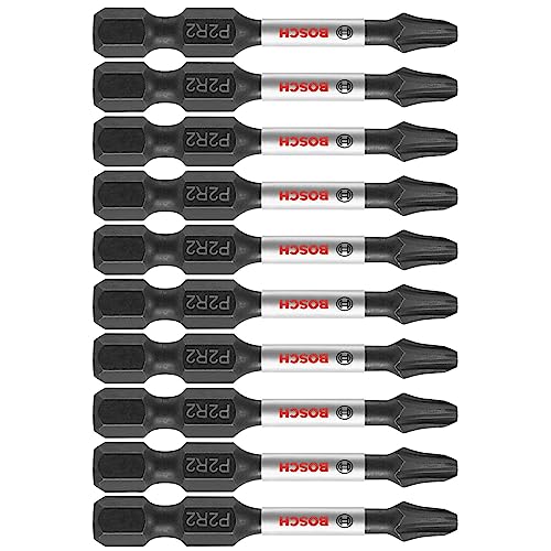 BOSCH ITP2R2205 5 Count (Pack of 1), 2 In. Phillips/Square #2 Impact Tough Screwdriving Power Bits