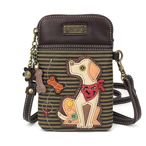 CHALA Crossbody Cell Phone Purse - Women PU Leather Multicolor Handbag with Adjustable Strap - Yellow Lab Olive Stripe