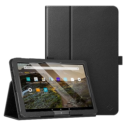 Fintie Folio Case for All-New Amazon Fire HD 10 and 10 Plus Tablet (13th/11th Generation, 2023/2021 Release) 10.1' - Slim Fit Standing Cover with Auto Sleep/Wake, Black