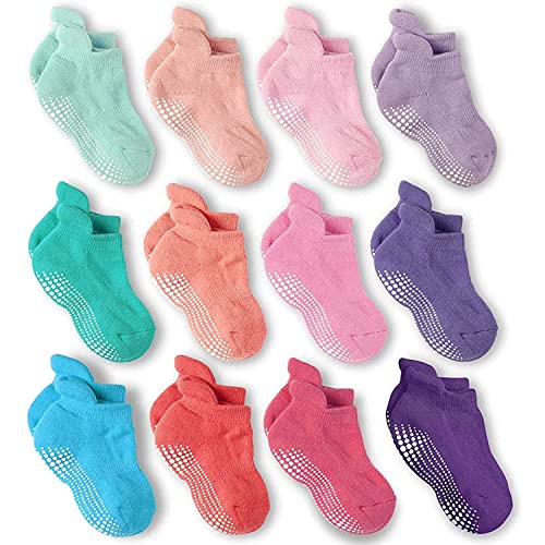 LA ACTIVE Non Slip Grip Ankle Boys and Girls Socks with Non Skid for Babies Toddlers and Kids Back to School