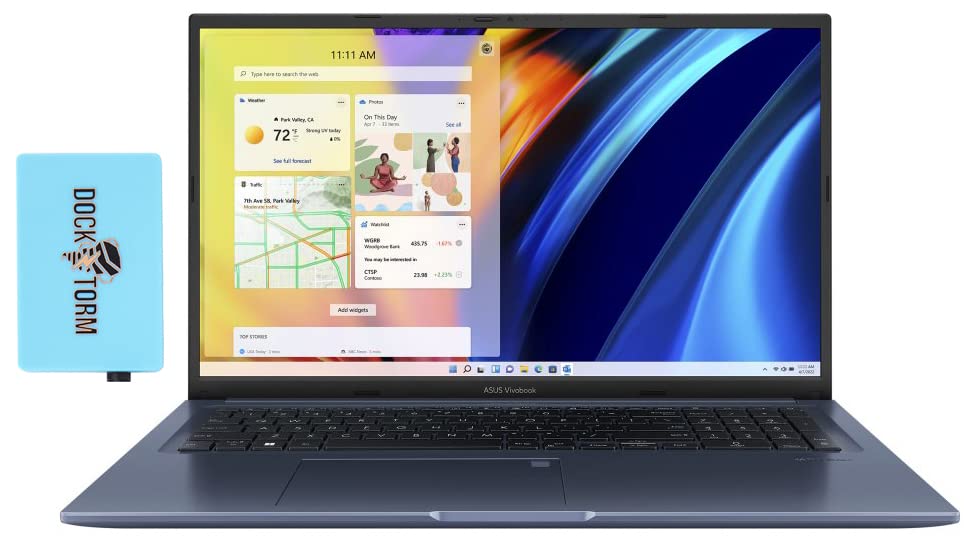 ASUS Vivobook 17X Business Laptop 17.3' FHD IPS Display (AMD Ryzen 7 5800H 8-Core 3.20GHz, 16GB RAM, 1TB PCIe SSD, AMD Radeon, Fingerprint, WiFi 6, BT 5.2, Webcam, Win 11 Home) w/Dockztorm Dock