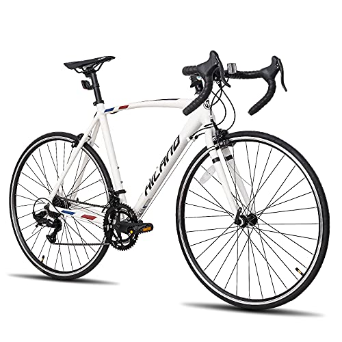 Hiland Road Bike 700c Racing Bike City Commuter Bicycle with 14 Speeds Drivetrain 50cm White