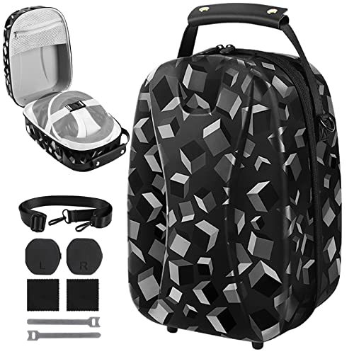 KANG YU Hard Carrying Case Compatible with PSVR2, Geometry Black Portable Handbag Travel Protective Case Compatible with PlayStation VR2 Headset,Touch Controllers Storage Bag with Shoulder Strip