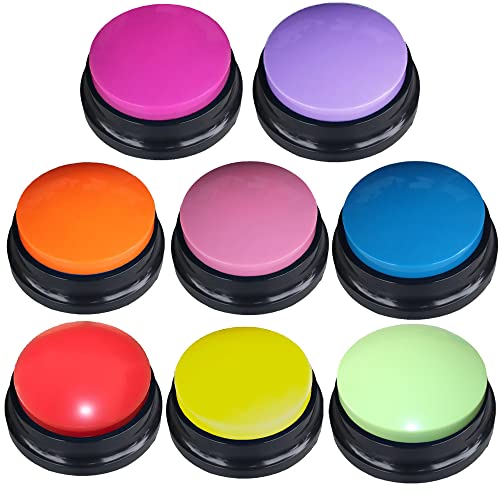 FRQNTKPA 8 Color Voice Recording Button, Dog Buttons for Communication Pet Training Buzzer, 30 Second Record & Playback, Funny Gift for Study Office Home - 8 Color Packs