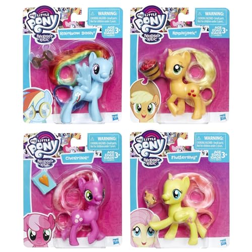 My Little Pony Friendship is Magic - Pack of 4 Figures with Accessories - Applejack, Fluttershy, Rainbow Dash & Cheerilee