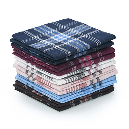 URAQT Men's Handkerchiefs, 12 Pack Soft Gents Hankies Set, Mens Premium Handkerchiefs Assorted Pocket Square Hankies for Men and Women, Classic Hankie for Grooms, Weddings, Christmas, Party