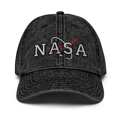 Ripple Junction NASA Collegiate Text Logo Vintage Style Dad Hat Officially Licensed Black