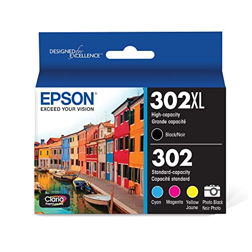 EPSON 302 Claria Premium Ink High Capacity Black & Standard Color Cartridge Combo Pack (T302XL-BCS) Works with Expression Premium XP-6000, XP-6100