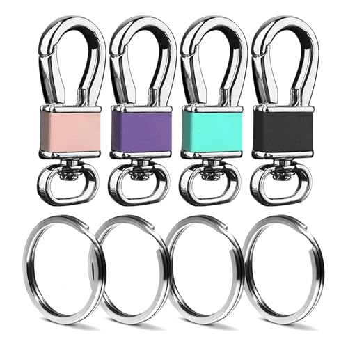 4 Pack Metal Carabiner Keychain Key Clip Hook, 4 Key Rings Car Key Chain Clips Ring Holder Organizer for Men and Women, Car Accessories, Multi Color