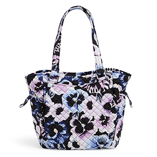 Vera Bradley Women's Cotton Glenna Satchel Purse, Plum Pansies - Recycled Cotton, One Size