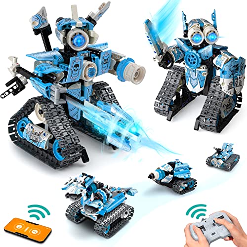 Coplus 5 in 1 STEM Robot Building Kit, App & Remote Control Cars Building Toys Sets, 398 Pcs Educational DIY Engineering Blocks for Kids, for 6+ Years Old Boys & Girls