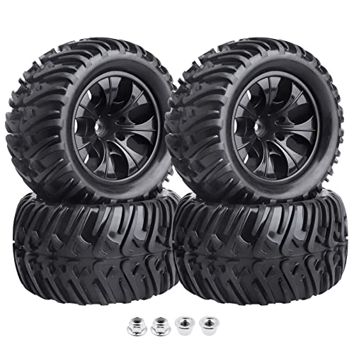 Hobbypark 4pcs Height 4.92' (125mm) 12mm Hex RC Truck Wheels and Tires Set for Traxxas Redcat 1/10 Scale RC Truck Monster fit 2S 3S 4S Brushless Models