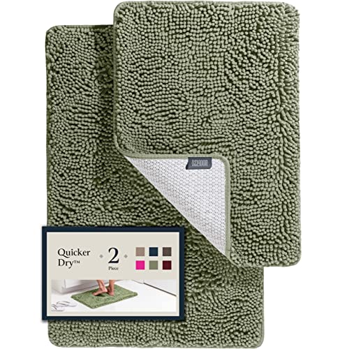 BELADOR Bathroom Rugs Sets 2 Piece- Plush Bath Mat Set Quick-Dry Soft Chenille Bathroom Mat with Rubber Backing, Absorbent Bathroom Rug Set, Washable Bath Rugs for Bathroom- Bath Mats 24x17 + 30x20