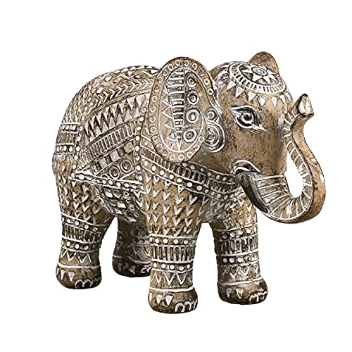 TERESA'S COLLECTIONS Boho Elephant Decor, Elephant Statues Brings Good Luck for Home Decor, Elephant Figurines for Bookshelf, Living Room, 6.3 inches Centerpiece Table Decorations Gifts for Women Men
