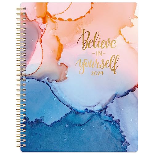2024 Planner - Planner 2024 from January 2024 - December 2024, 8' x 10', Weekly and Monthly Planner 2024 with Marked Tabs, Flexible Cover + Thick Paper + Twin-Wire Binding - Blue