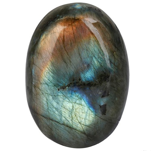 mookaitedecor Natural Labradorite Pocket Palm Stone Worry Stones Therapy Crystal Healing Gemstone Irregular Shape