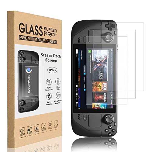 XINRUISEN 3Pack Screen Protector for Steam Deck, Tempered Glass Screen Protection Full Coverage Flim for Steam Deck 7inch, Ultra HD Bubble Free 9H Hardness Anti Scratch Easy to Install