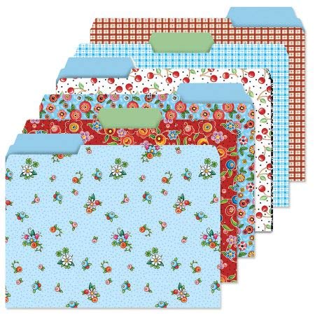 Mary Engelbreit File Folders - Set of 24 File Folders with Staggered Tabs, 6 Designs, Graphic Floral Print, Office Supplies, Letter Size, 9 ½ x 11 ¾ Inches