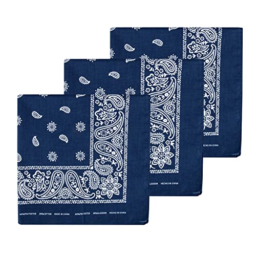Levi's Men's 100% Cotton Multi-purpose Bandana Gift Sets – Headband, Wrap, Protective Coverage, Navy, Pack 3