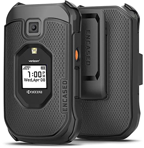 Encased DuraClip for Kyocera DuraXV Extreme/DuraXE Epic Belt Clip Case, Slim Fit Cover with Holster (Black)