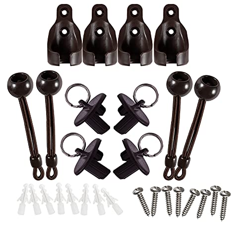 New Bungee kit + end caps Universal Replacement Mounting Brackets of Exterior Sun Shades Outdoor/Indoor Roller up Blinds (Brown, 2pack)
