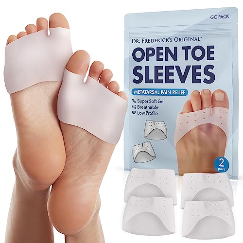 Dr. Frederick's Original Open Toe Sleeves | Half Toe Sleeve Metatarsal Pads | 4 Pieces | Ball of Foot Cushions | Great for Calluses and Blisters | for Men and Women | Perfect for High Heel Shoes