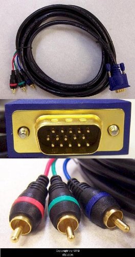 12 Ft 15-Pin HD15 VGA to 3 RCA Component Video Cable by STSI