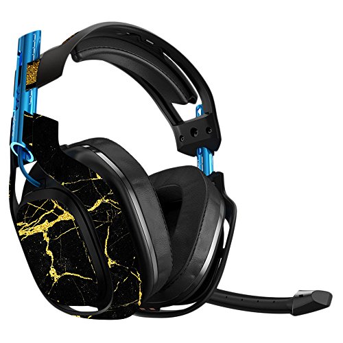 MightySkins Skin Compatible with Astro A50 Gaming Headset - Black Gold Marble | Protective, Durable, and Unique Vinyl Decal wrap Cover | Easy to Apply, Remove, and Change Styles | Made in The USA