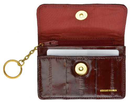 Marshal Eel Skin Soft Leather Change Purse Coin Wallet with Key Ring