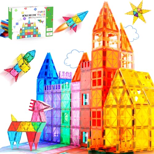 UREC Magnetic Tiles Kids Toys Magnetic Blocks for Toddlers Classroom Must Haves STEM Learning Montessori Magna Toys for Kids Ages 3+ Year Old Boys and Girls, Creativity Kids Games Toddler Toys Gifts