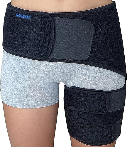 ROXOFIT Hip Brace for Sciatica Pain Relief - Ortho Wrap Compression Stabilizer Support for Thigh Pull, Hip Fleхоr Strain, Groin Injury, Pulled Hamstring, Upper Leg Muscle, Sacroiliac SI Joint, Sciatic Nerve, Labral Tear, Arthritis, Bursitis for Men, Women​