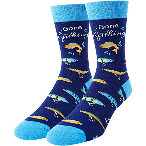 HAPPYPOP Fish Socks Fishing Socks Men, Funny Fishing Socks, Ice Fishing Gifts For Men, Fly Fishing Gifts For Fisherman, Fishing Gifts For Men Unique