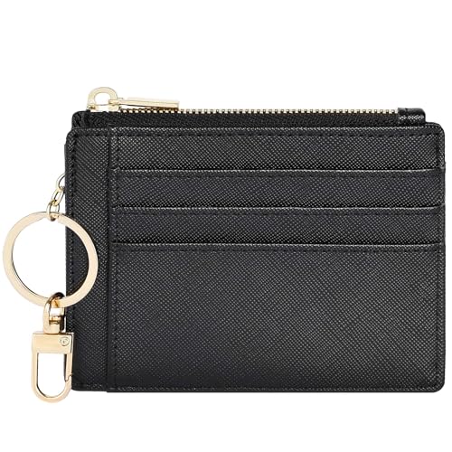 Sodsay Card Case Slim Front Pocket Wallet for Women Credit Card Holder with Keychain(CH Black)