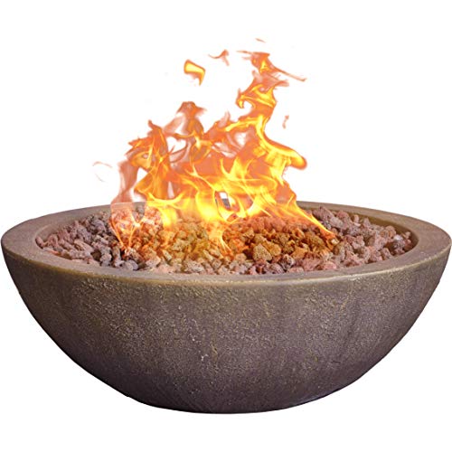 Bond Manufacturing 67504 Mondavi 36' Round 65,000 BTU Faux Concrete Gas Fire Bowl, Height: 12.5", Brown