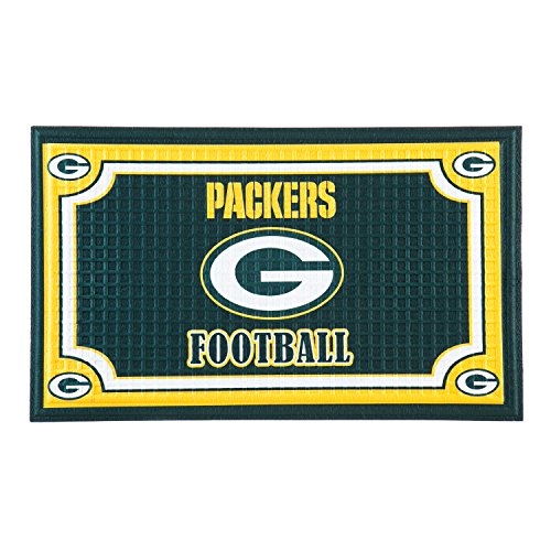 Team Sports America Evergreen NFL Green Bay Packers Embossed Door Mat - 30' W x 18' H Durable Non Slip Floormat for Football Fans