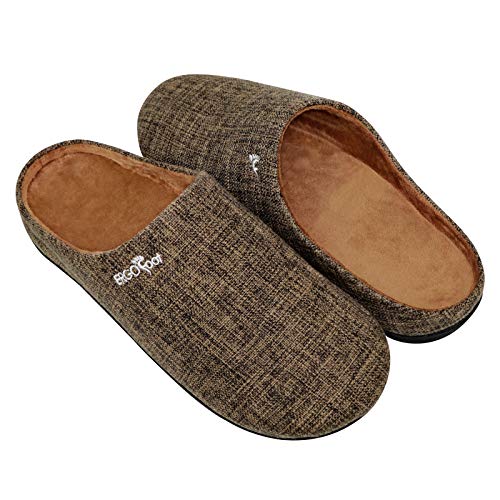 ERGOfoot Orthotic Slippers with Arch Support for Plantar Fasciitis Pain Relief, Comfortable Orthopedic Clog House Shoes with Indoor Outdoor Anti-Skid Rubber Sole